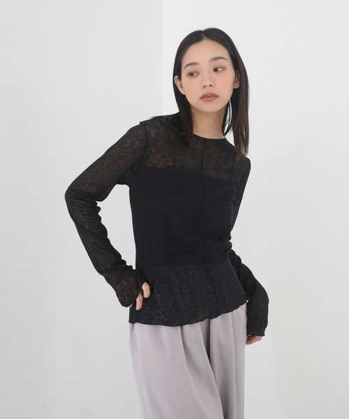 hellam(へラム)の「杢スラブメロートップス(Tシャツ/カットソー・レディース・イエロー/ブラック/杢グレー/アイボリー・FREE)」の10枚目の写真