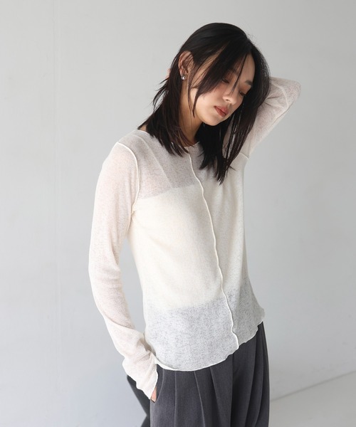 hellam(へラム)の「杢スラブメロートップス(Tシャツ/カットソー・レディース・イエロー/ブラック/杢グレー/アイボリー・FREE)」の14枚目の写真
