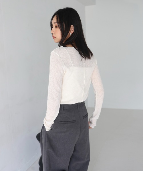 hellam(へラム)の「杢スラブメロートップス(Tシャツ/カットソー・レディース・イエロー/ブラック/杢グレー/アイボリー・FREE)」の15枚目の写真