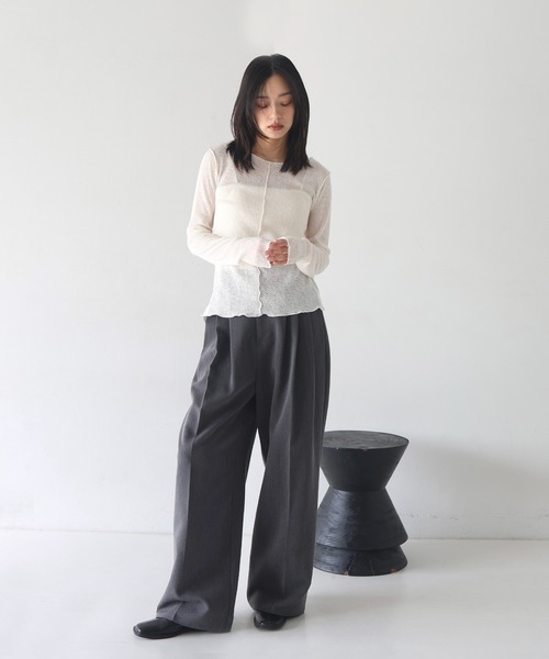 hellam(へラム)の「杢スラブメロートップス(Tシャツ/カットソー・レディース・イエロー/ブラック/杢グレー/アイボリー・FREE)」の16枚目の写真