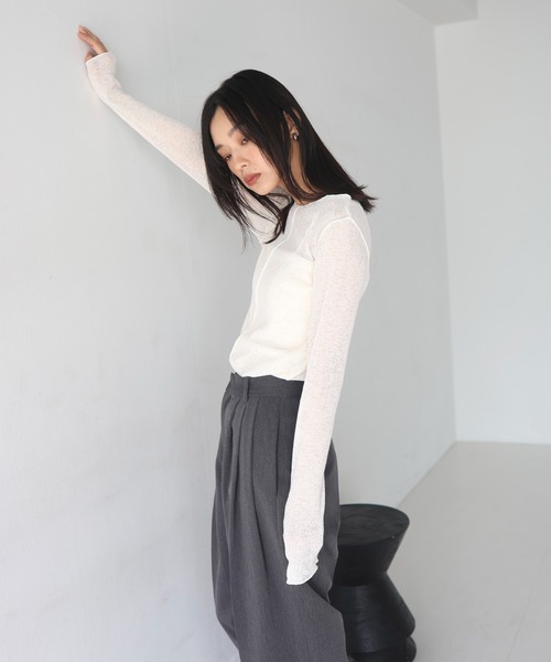 hellam(へラム)の「杢スラブメロートップス(Tシャツ/カットソー・レディース・イエロー/ブラック/杢グレー/アイボリー・FREE)」の18枚目の写真
