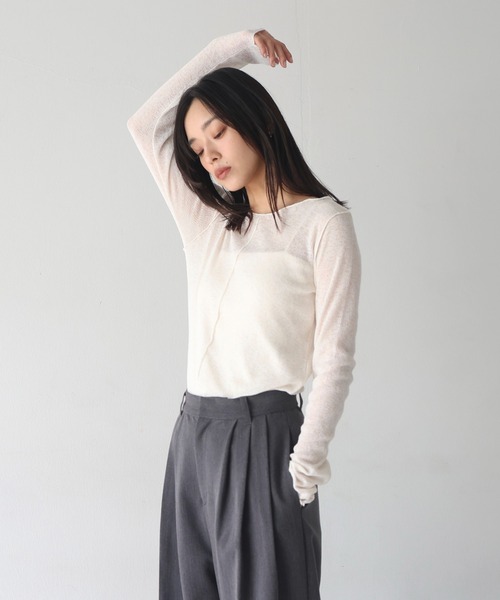 hellam(へラム)の「杢スラブメロートップス(Tシャツ/カットソー・レディース・イエロー/ブラック/杢グレー/アイボリー・FREE)」の20枚目の写真