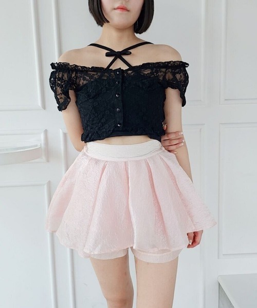 PAIN(ペイン)の「ジャガードフレアショートパンツ(その他パンツ・レディース・ホワイト/ブラック/ピンク・FREE)」の3枚目の写真