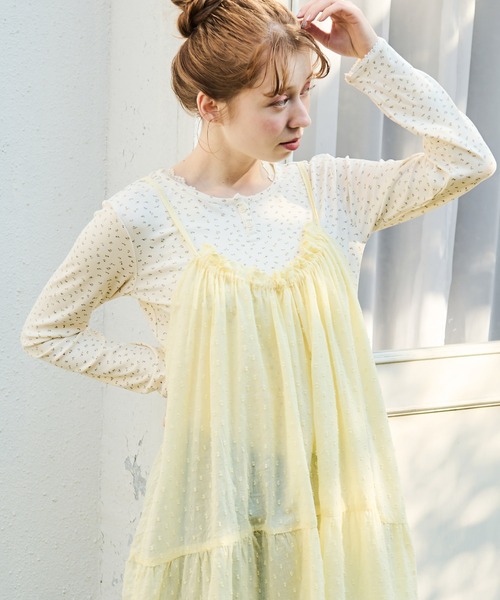 Crisp（クリスプ）の「ヘンリーネックフラワーTシャツ（Tシャツ/カットソー・レディース・グレー/アイボリー・FREE）」の16枚目の写真