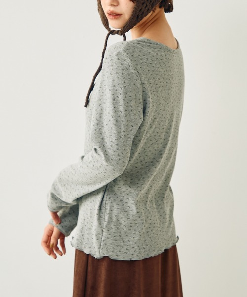 Crisp（クリスプ）の「ヘンリーネックフラワーTシャツ（Tシャツ/カットソー・レディース・グレー/アイボリー・FREE）」の21枚目の写真