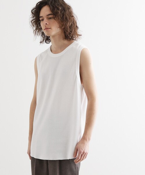 tk.TAKEO KIKUCHI（ティーケータケオキクチ）の「ワッフルノースリーブタンクトップ（タンクトップ・メンズ・ホワイト/ブラック・03/02/01）」の4枚目の写真