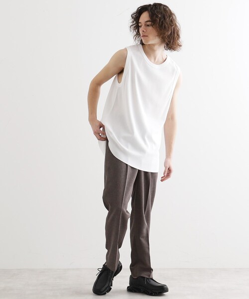tk.TAKEO KIKUCHI（ティーケータケオキクチ）の「ワッフルノースリーブタンクトップ（タンクトップ・メンズ・ホワイト/ブラック・03/02/01）」の5枚目の写真
