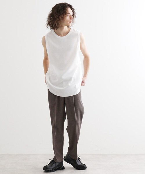 tk.TAKEO KIKUCHI（ティーケータケオキクチ）の「ワッフルノースリーブタンクトップ（タンクトップ・メンズ・ホワイト/ブラック・03/02/01）」の6枚目の写真