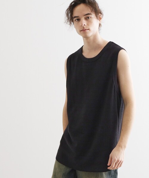tk.TAKEO KIKUCHI（ティーケータケオキクチ）の「ワッフルノースリーブタンクトップ（タンクトップ・メンズ・ホワイト/ブラック・03/02/01）」の8枚目の写真