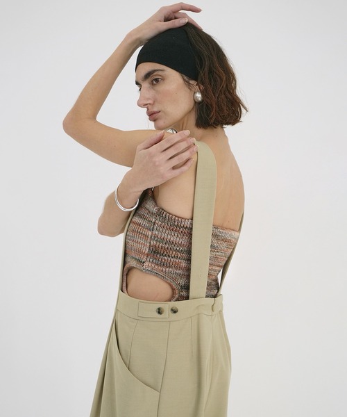 セール】MIX BORDER SIDE HOLE KNIT TOPS（キャミソール）｜CLANE