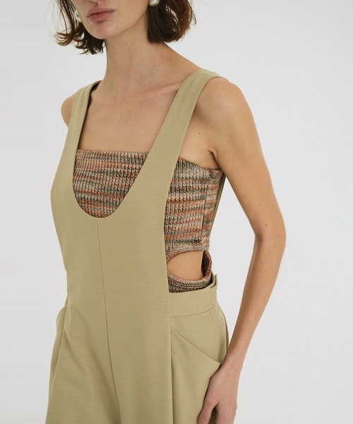 CLANE（クラネ）の「MIX BORDER SIDE HOLE KNIT TOPS（キャミソール・レディース・ブルー/オレンジ・1/2）」の3枚目の写真