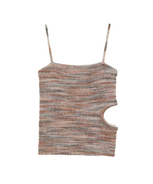CLANE（クラネ）の「MIX BORDER SIDE HOLE KNIT TOPS（キャミソール・レディース・ブルー/オレンジ・1/2）」の16枚目の写真