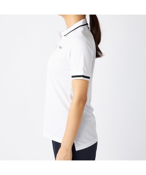 Kappa（カッパ）の「Kappa カッパ 半袖 ポロシャツ ワンポイント ロゴ 紫外線対策 UVカット 吸汗速乾 メッシュ ハーフボタン 衿袖ライン入り Tシャツ（ポロシャツ・レディース・ブラック/ホワイト/ネイビー・M/L/LL）」の9枚目の写真
