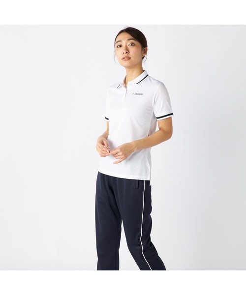 Kappa（カッパ）の「Kappa カッパ 半袖 ポロシャツ ワンポイント ロゴ 紫外線対策 UVカット 吸汗速乾 メッシュ ハーフボタン 衿袖ライン入り Tシャツ（ポロシャツ・レディース・ブラック/ホワイト/ネイビー・M/L/LL）」の6枚目の写真