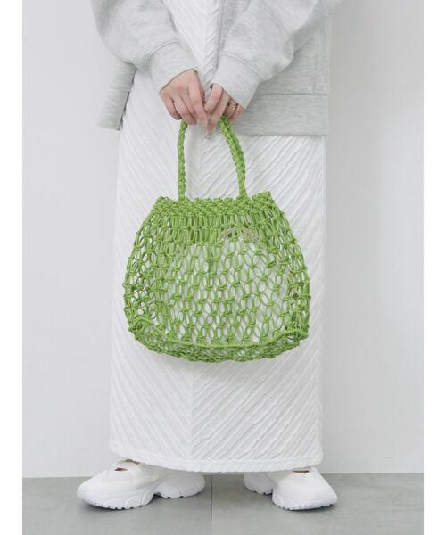 Samansa Mos2 blue（サマンサモスモスブルー）の「合皮マクラメバッグ（ハンドバッグ・レディース・ホワイト/グリーン/ブラック・F）」の13枚目の写真