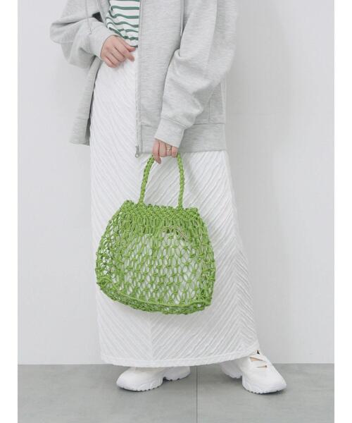 Samansa Mos2 blue（サマンサモスモスブルー）の「合皮マクラメバッグ（ハンドバッグ・レディース・ホワイト/グリーン/ブラック・F）」の14枚目の写真