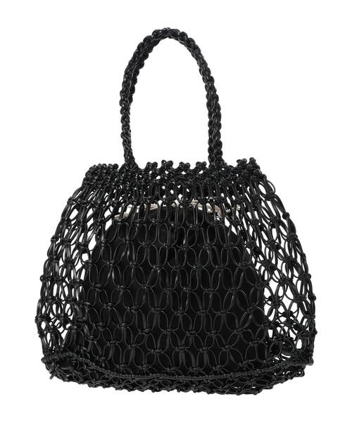 Samansa Mos2 blue（サマンサモスモスブルー）の「合皮マクラメバッグ（ハンドバッグ・レディース・ホワイト/グリーン/ブラック・F）」の20枚目の写真