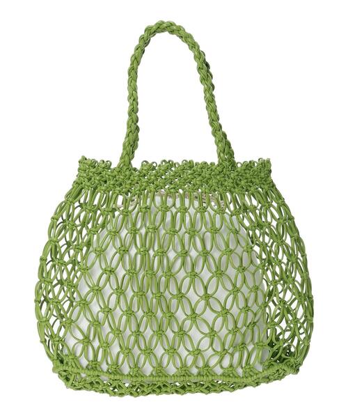 Samansa Mos2 blue（サマンサモスモスブルー）の「合皮マクラメバッグ（ハンドバッグ・レディース・ホワイト/グリーン/ブラック・F）」の21枚目の写真