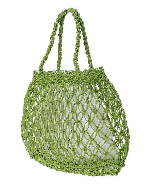 Samansa Mos2 blue（サマンサモスモスブルー）の「合皮マクラメバッグ（ハンドバッグ・レディース・ホワイト/グリーン/ブラック・F）」の22枚目の写真