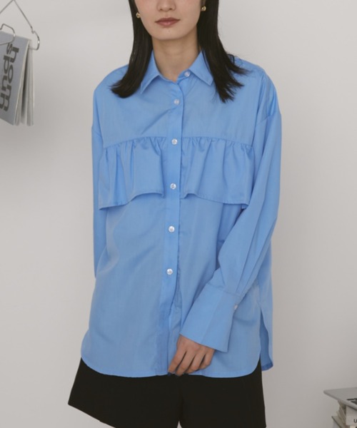 Auntie Rosa（アンティローザ）の「【KICO direction item】アソートフリルシャツ（シャツ/ブラウス・レディース・ブルー/ブルー系その他・FREE）」の5枚目の写真