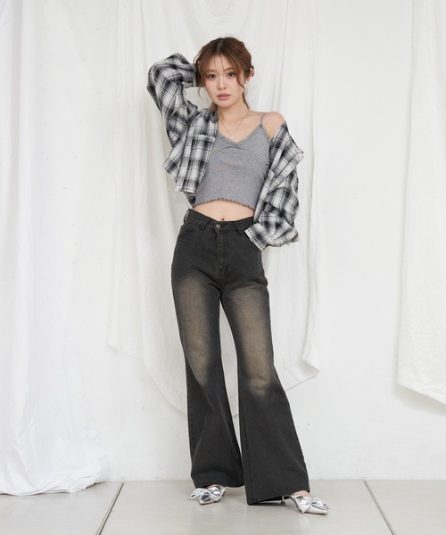 RAY CASSIN（レイカズン）の「オーバーサイズチェックショート丈シャツ/ フードシャツ（シャツ/ブラウス・レディース・ブラック/ブルー/ブラウン・FREE）」の16枚目の写真