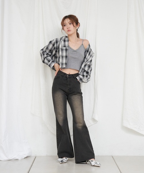 RAY CASSIN（レイカズン）の「オーバーサイズチェックショート丈シャツ/ フードシャツ（シャツ/ブラウス・レディース・ブラック/ブルー/ブラウン・FREE）」の20枚目の写真