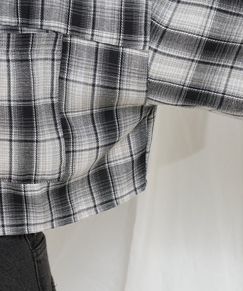 RAY CASSIN（レイカズン）の「オーバーサイズチェックショート丈シャツ/ フードシャツ（シャツ/ブラウス・レディース・ブラック/ブルー/ブラウン・FREE）」の11枚目の写真