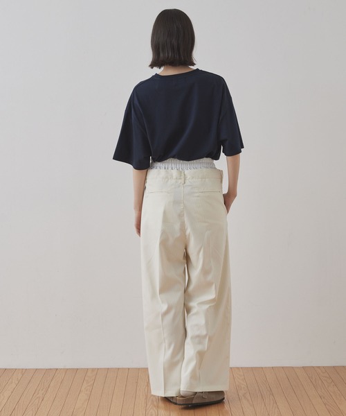 【美品】ビューティフル ピープル ストライプ 2タック パンツ 麻 18SS Unblend】セットアップ対応 / ピンストライプ ダブルウエスト