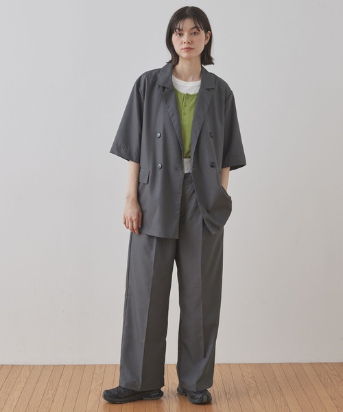 【美品 XL】ダックス セットアップ パンツスーツ カノニコ ストライプ グレー 入荷待ち】伊カノニコ社 ツータックパンツ チャコールグレー