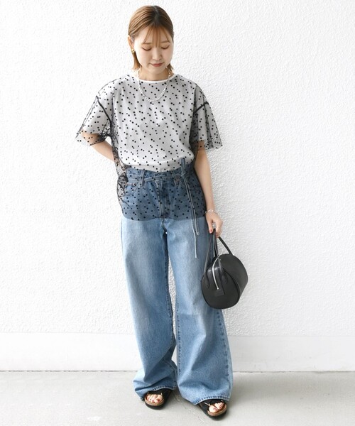 SHIPS(シップス)の「【WEB限定】スター チュール レイヤード TEE(Tシャツ/カットソー・レディース・グレー/レッド/オフホワイト・ONE SIZE)」の4枚目の写真