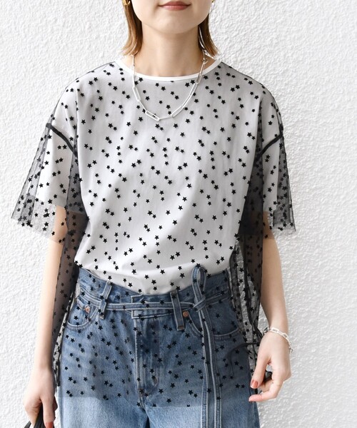 SHIPS(シップス)の「【WEB限定】スター チュール レイヤード TEE(Tシャツ/カットソー・レディース・グレー/レッド/オフホワイト・ONE SIZE)」の8枚目の写真