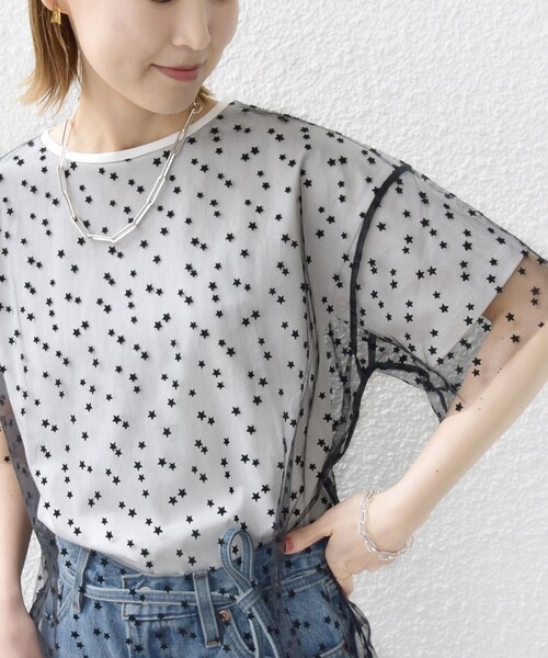 SHIPS(シップス)の「【WEB限定】スター チュール レイヤード TEE(Tシャツ/カットソー・レディース・グレー/レッド/オフホワイト・ONE SIZE)」の12枚目の写真