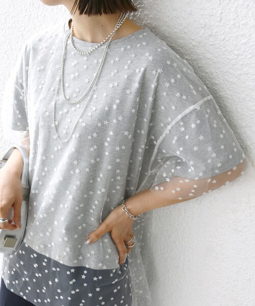 SHIPS(シップス)の「【WEB限定】スター チュール レイヤード TEE(Tシャツ/カットソー・レディース・グレー/レッド/オフホワイト・ONE SIZE)」の17枚目の写真