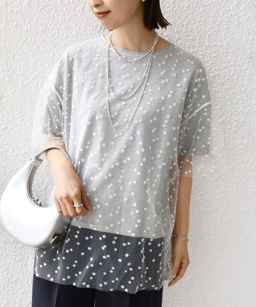 SHIPS(シップス)の「【WEB限定】スター チュール レイヤード TEE(Tシャツ/カットソー・レディース・グレー/レッド/オフホワイト・ONE SIZE)」の18枚目の写真
