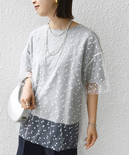 SHIPS(シップス)の「【WEB限定】スター チュール レイヤード TEE(Tシャツ/カットソー・レディース・グレー/レッド/オフホワイト・ONE SIZE)」の19枚目の写真