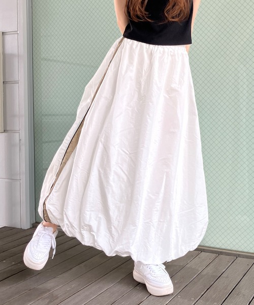GLAMOROUS JANE(グラマラスジェーン)の「ブライトタフタバルーンラインスカート(スカート・レディース・ブラック/オフホワイト/グレー・FREE)」の4枚目の写真