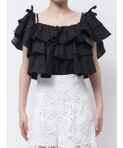 MERCURYDUO（マーキュリーデュオ）の「オフショルフリルブラウス（シャツ/ブラウス・レディース・インディゴブルー/オフホワイト/その他1/ブラック・FREE）」の10枚目の写真