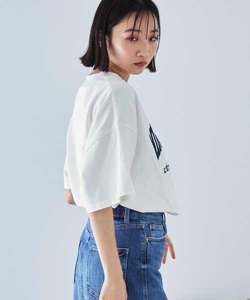 tシャツ リメイクライクカレッジ（半袖） レディース リメイクライク カレッジロゴ刺繍スイッチング半袖Tシャツ MONO