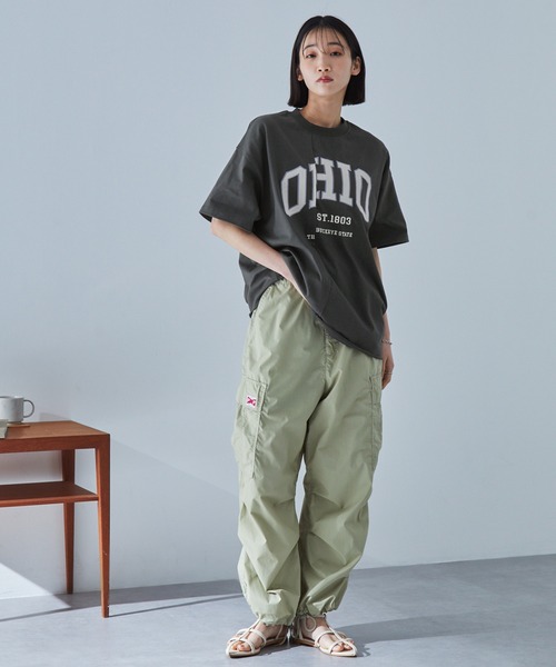 tシャツ リメイクライクカレッジ（半袖） レディース セール】リメイクライク カレッジロゴ刺繍スイッチング半袖T