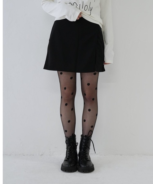 Uenui（ウニュイ）の「【 cunii 】 ラップ風 ミニスカート（スカート・レディース・ブラック/グレー・FREE）」の2枚目の写真