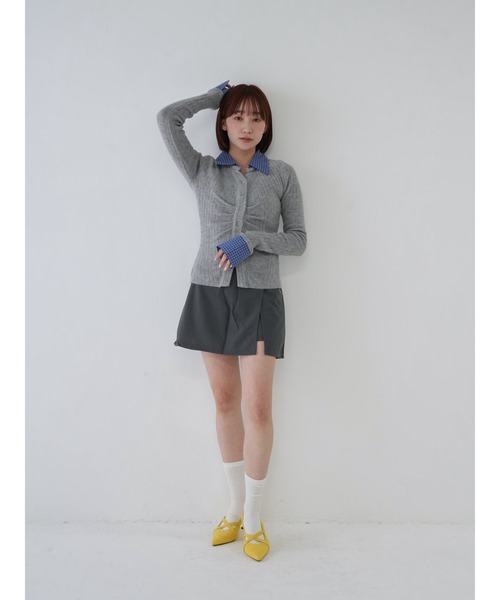 Uenui（ウニュイ）の「【 cunii 】 ラップ風 ミニスカート（スカート・レディース・ブラック/グレー・FREE）」の3枚目の写真