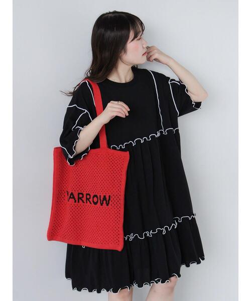 ehka sopo（エヘカソポ）の「透かし編みニットバッグ（ハンドバッグ・レディース・ピンク/グリーン/キナリ・F）」の4枚目の写真