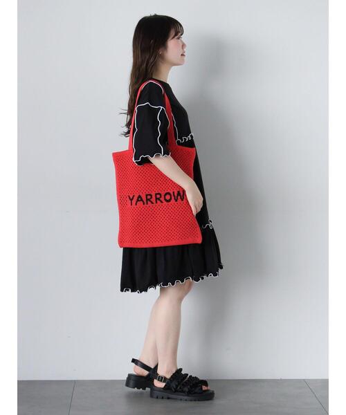 ehka sopo（エヘカソポ）の「透かし編みニットバッグ（ハンドバッグ・レディース・ピンク/グリーン/キナリ・F）」の5枚目の写真