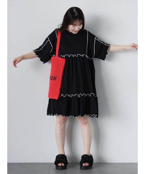 ehka sopo（エヘカソポ）の「透かし編みニットバッグ（ハンドバッグ・レディース・ピンク/グリーン/キナリ・F）」の6枚目の写真