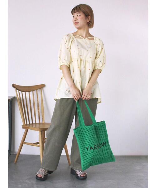 ehka sopo（エヘカソポ）の「透かし編みニットバッグ（ハンドバッグ・レディース・ピンク/グリーン/キナリ・F）」の9枚目の写真