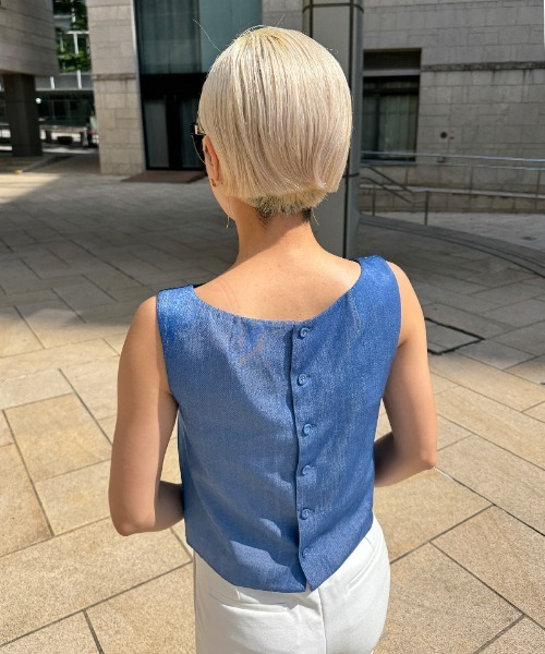 JENNE(ジェンヌ)の「エアリーデニム見えトップス(Tシャツ/カットソー・レディース・ブルー/ネイビー・LARGE/MEDIUM/SMALL)」の4枚目の写真