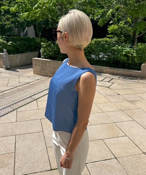 JENNE(ジェンヌ)の「エアリーデニム見えトップス(Tシャツ/カットソー・レディース・ブルー/ネイビー・LARGE/MEDIUM/SMALL)」の6枚目の写真