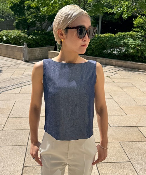 JENNE(ジェンヌ)の「エアリーデニム見えトップス(Tシャツ/カットソー・レディース・ブルー/ネイビー・LARGE/MEDIUM/SMALL)」の16枚目の写真