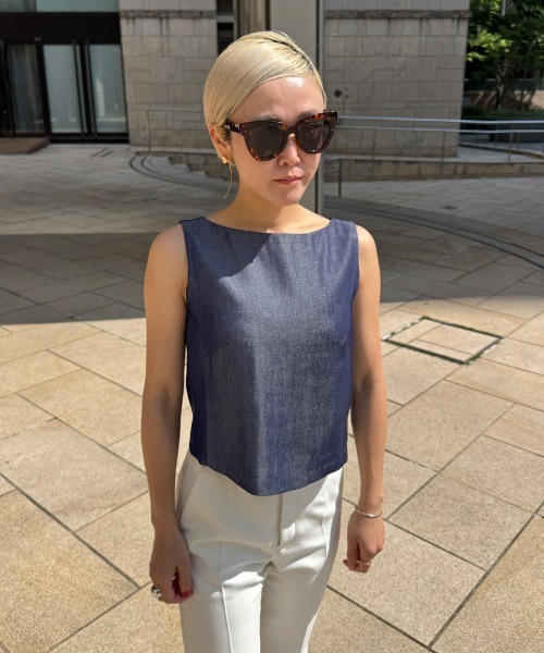 JENNE(ジェンヌ)の「エアリーデニム見えトップス(Tシャツ/カットソー・レディース・ブルー/ネイビー・LARGE/MEDIUM/SMALL)」の20枚目の写真