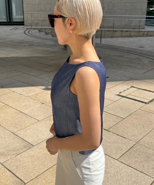 JENNE(ジェンヌ)の「エアリーデニム見えトップス(Tシャツ/カットソー・レディース・ブルー/ネイビー・LARGE/MEDIUM/SMALL)」の22枚目の写真